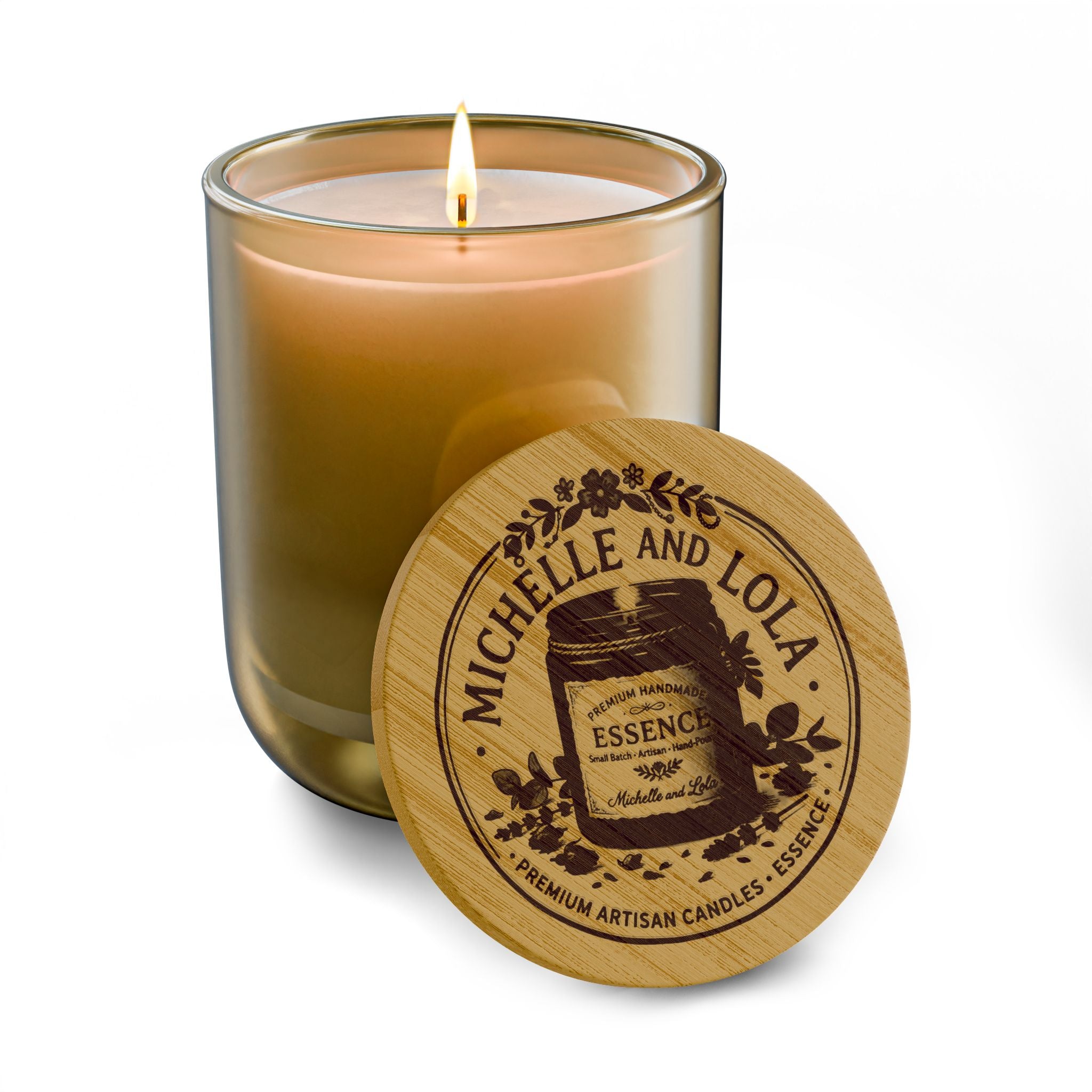 Engraved 14oz Scented Soy Candle — Personalized Bamboo Lid Aromatherapy Candle
