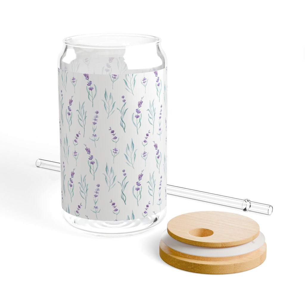 Lavender Fields Sipper Glass – 16oz Floral Tumbler with Bamboo Lid & Straw