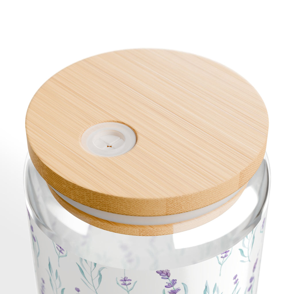 Lavender Fields Sipper Glass – 16oz Floral Tumbler with Bamboo Lid & Straw