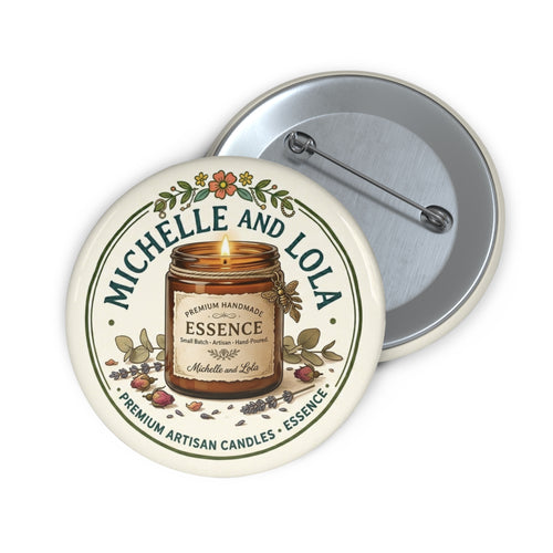 Candle Label Pin Button — 'Michelle and Lola' Vintage Apothecary Badge