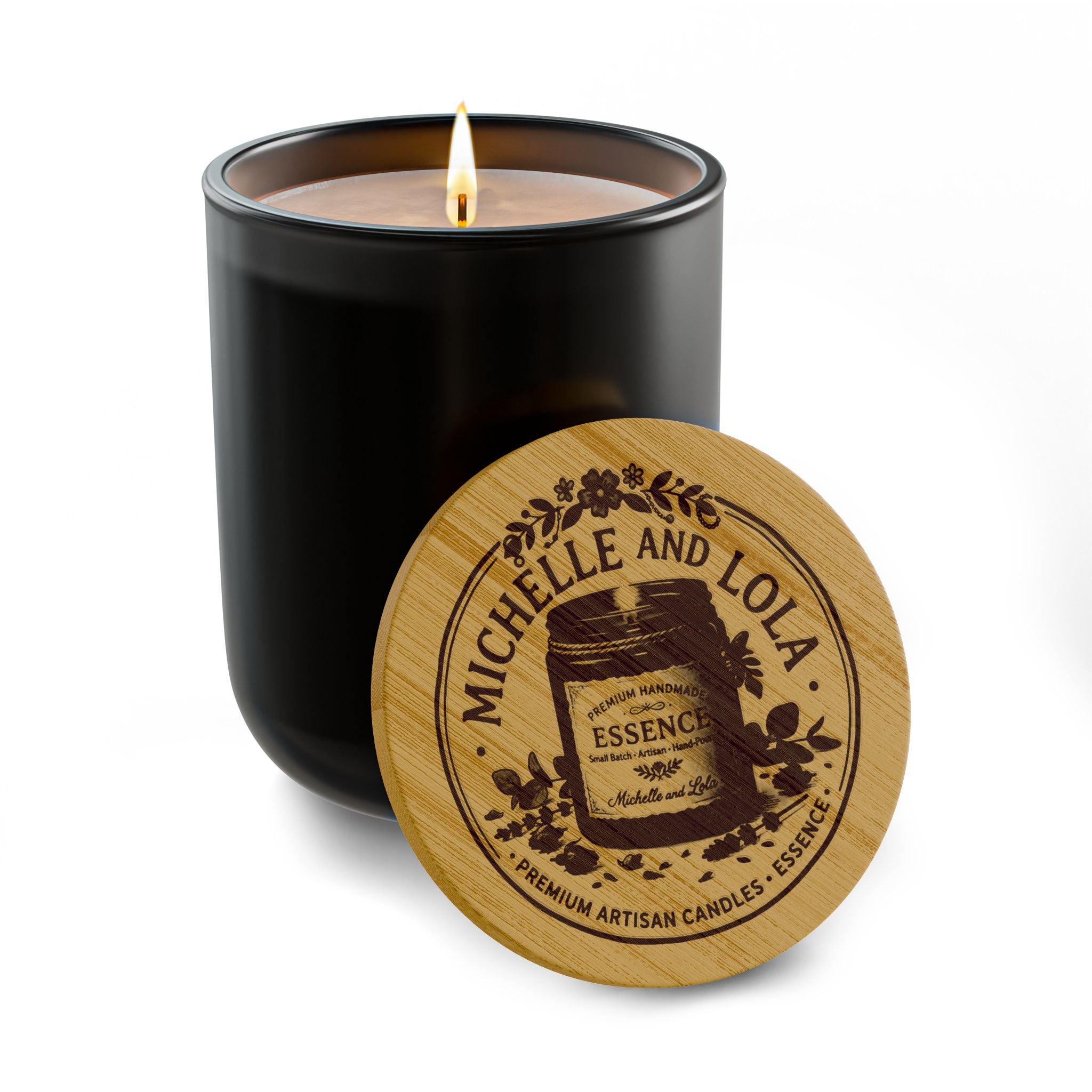 Engraved 14oz Scented Soy Candle — Personalized Bamboo Lid Aromatherapy Candle