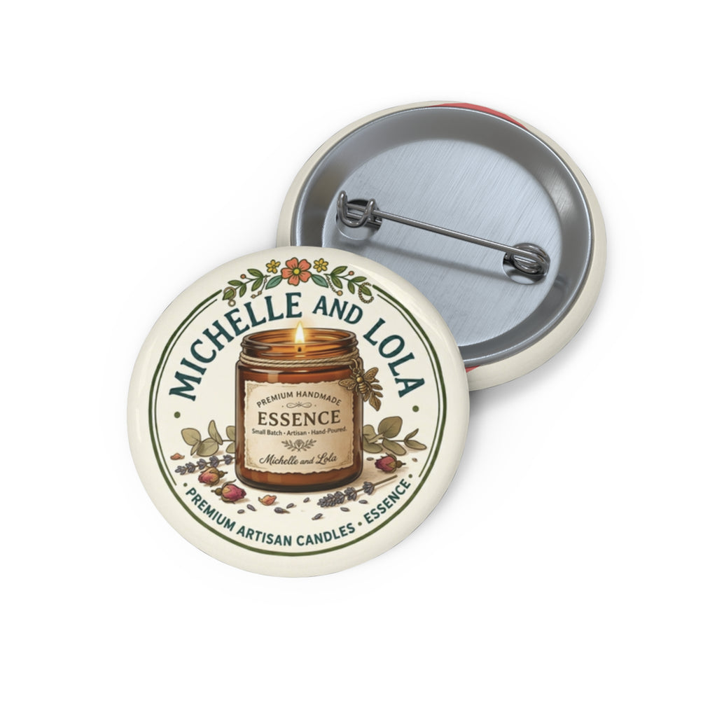 Candle Label Pin Button — 'Michelle and Lola' Vintage Apothecary Badge
