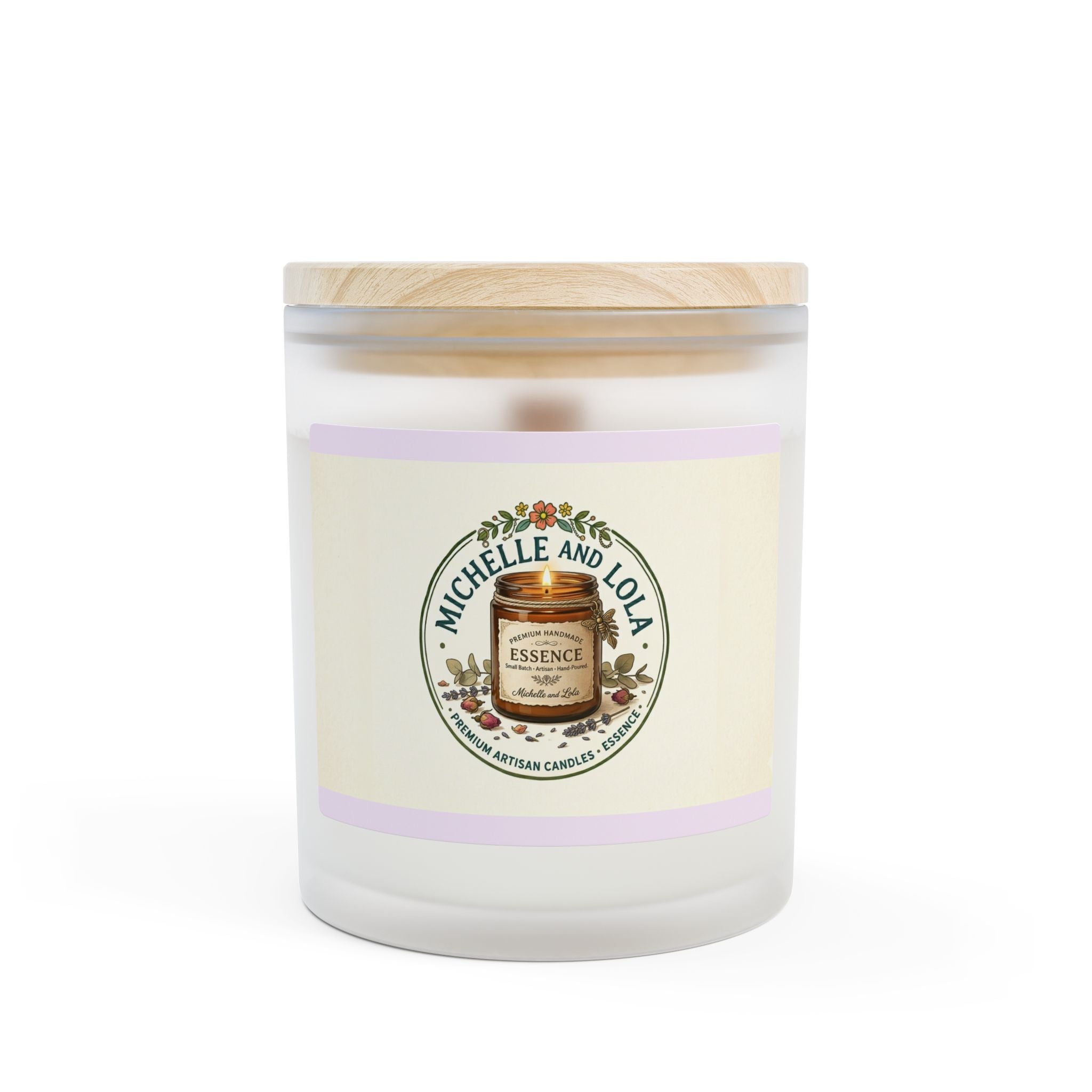 Frosted Glass Candle – Michelle & Lola Floral Jar Scented Candle (11 oz)