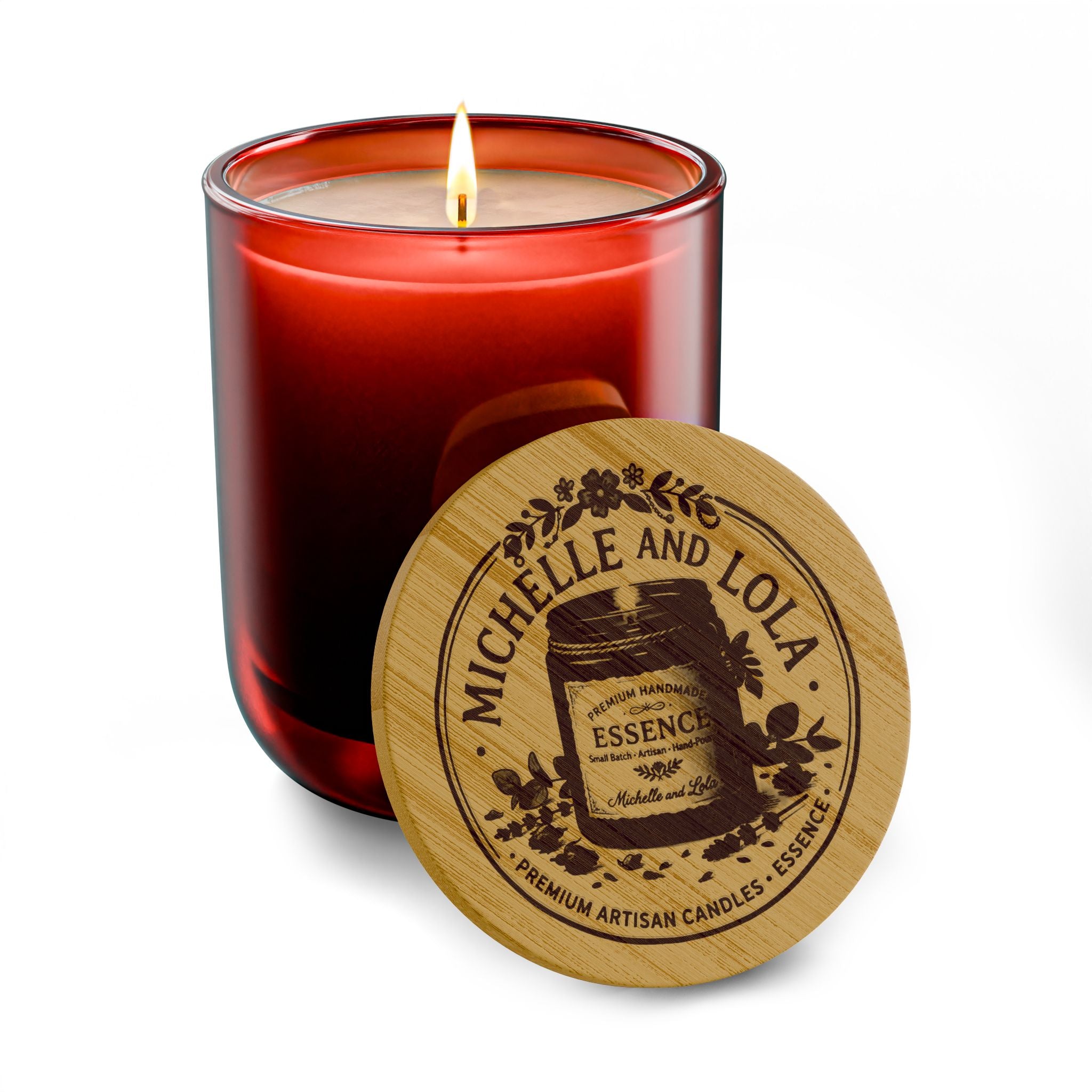 Engraved 14oz Scented Soy Candle — Personalized Bamboo Lid Aromatherapy Candle