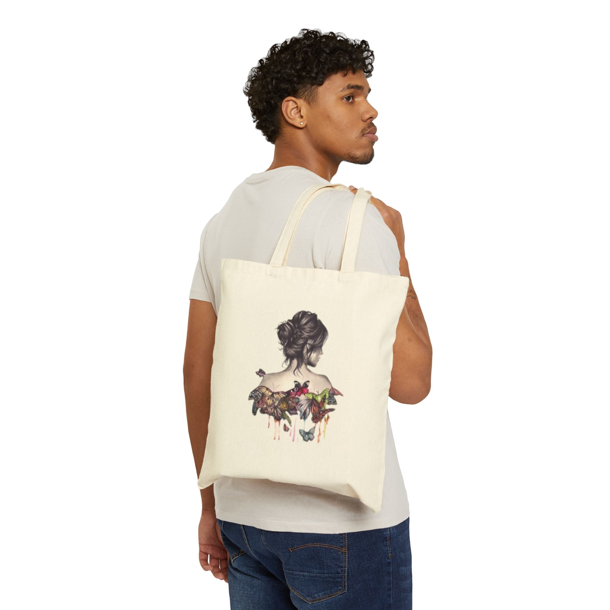 Canvas Tote Bag — Vintage Botanical Candle & Floral Portrait Eco Shopper