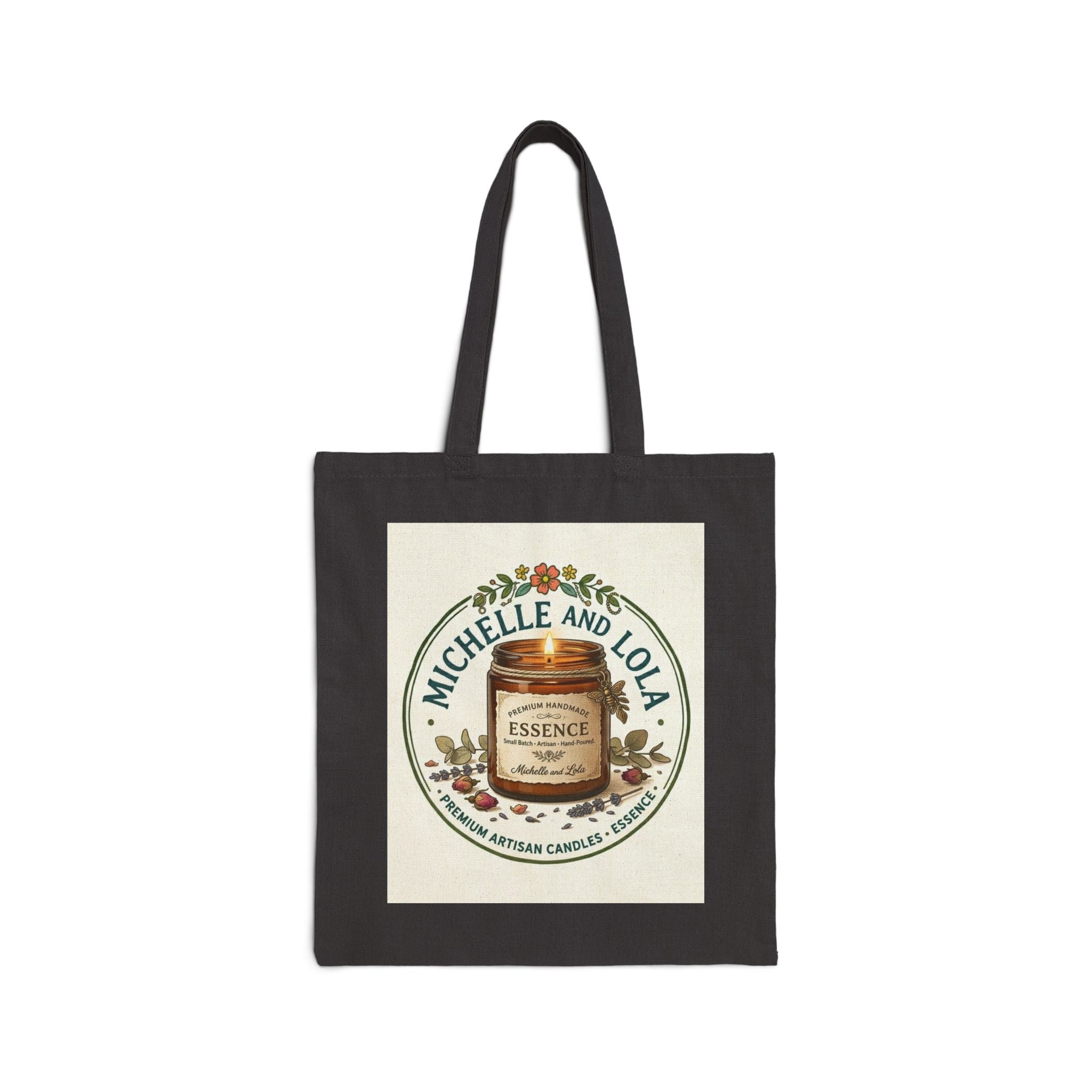 Canvas Tote Bag — Vintage Botanical Candle & Floral Portrait Eco Shopper