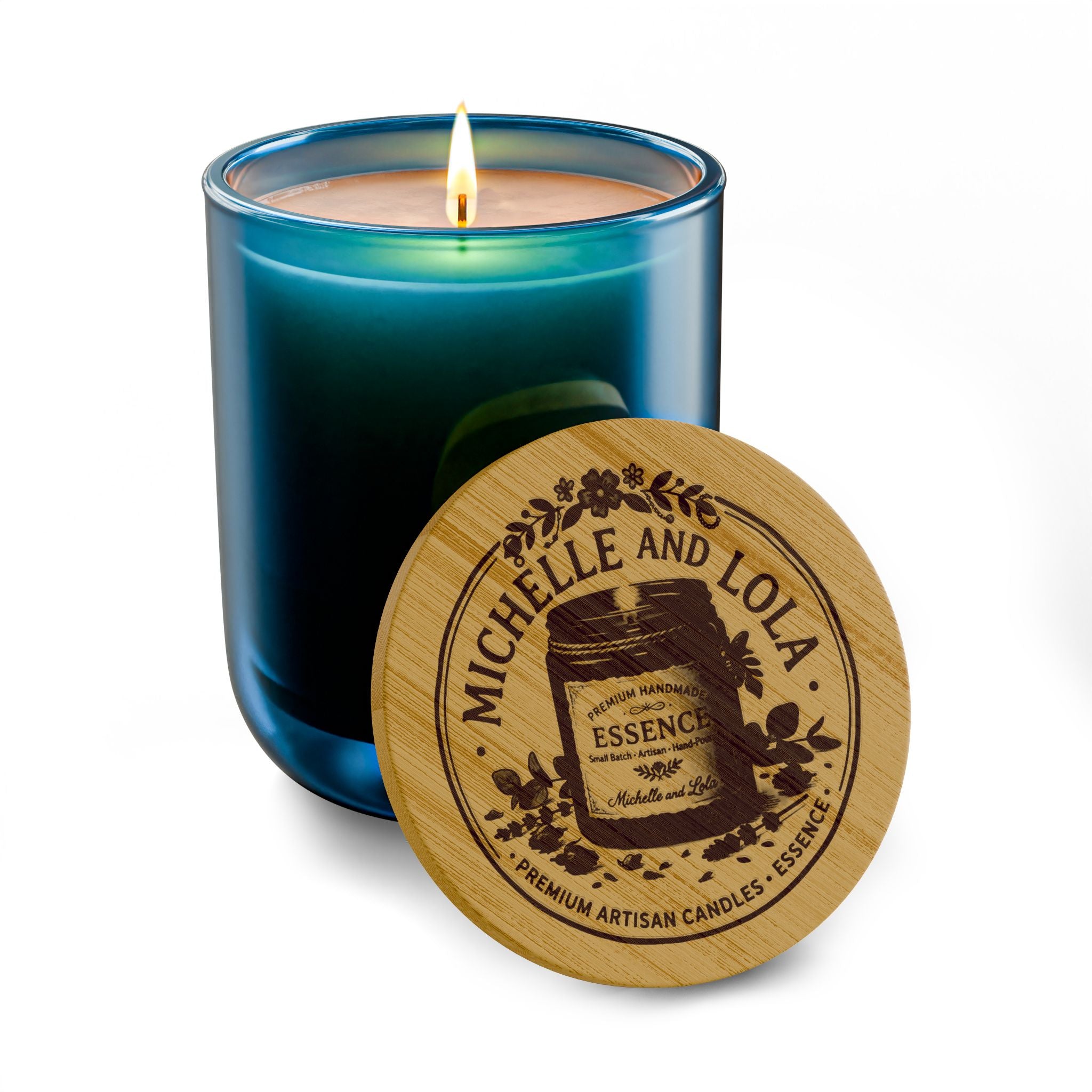 Engraved 14oz Scented Soy Candle — Personalized Bamboo Lid Aromatherapy Candle