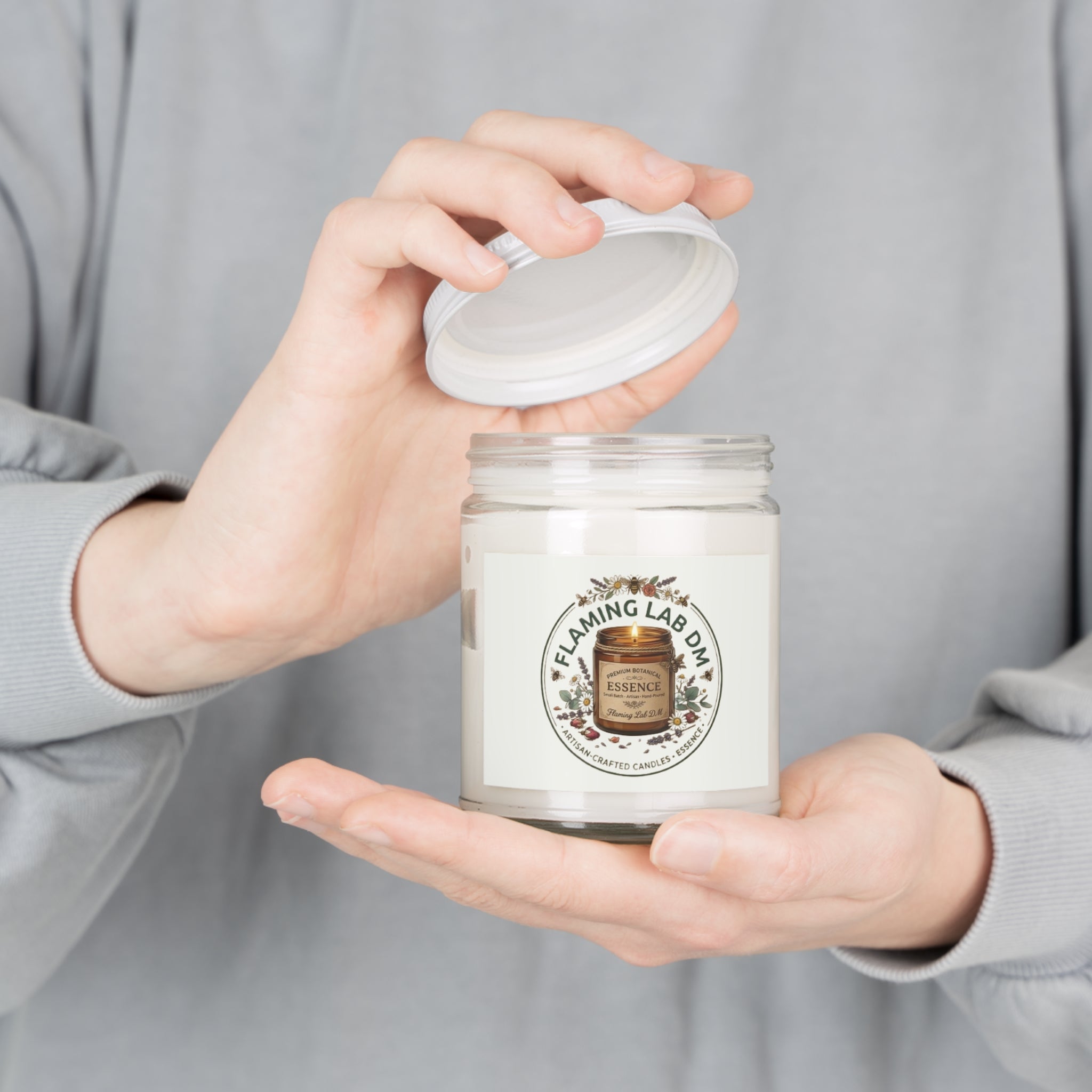 Soy Scented Candle 9oz — Michelle and Lola Essence Jar with White Lid